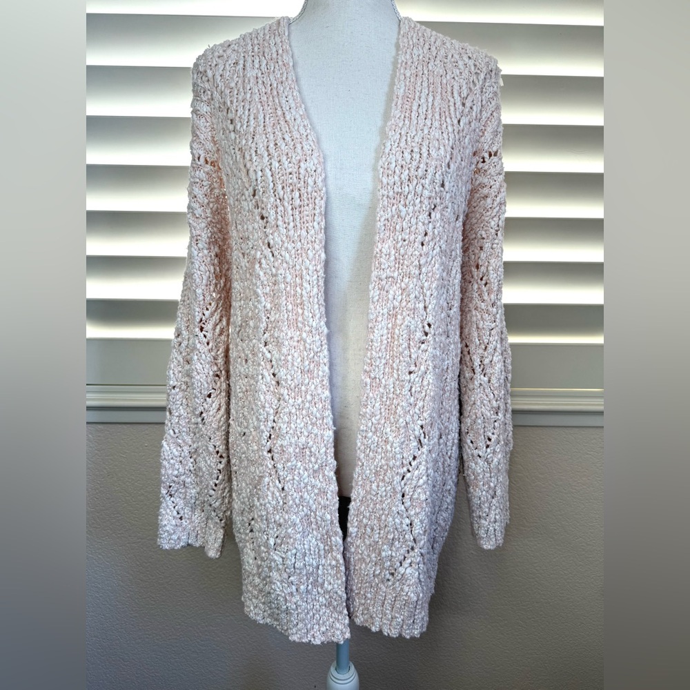 POL Pink Knit Crochet Cardigan
